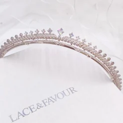 Lace & Favour Vintage Headpieces | Crystal Hair Accessories*Olympia Vintage Inspired Low Crystal Bridal Tiara Silver
