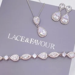 Lace & Favour Bride Gifts | Silver Wedding Jewellery*Palladium Cubic Zirconia Wedding Bracelet Silver