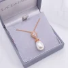 Lace & Favour Pearl Jewellery | Rose Gold Wedding Jewellery*Paloma Teardrop Pearl Pendant Necklace (Rose Gold) |