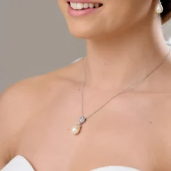 Lace & Favour Pearl Jewellery | Silver Wedding Jewellery*Paloma Teardrop Pearl Pendant Necklace |