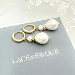 Beads & Beyond Bride Gifts | Vintage Jewellery*Panache Gold Large Teardrop Pearl Earrings Ivory/ Gold