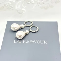 Beads & Beyond Bride Gifts | Vintage Jewellery*Panache Silver Large Teardrop Pearl Earrings Ivory/ Silver