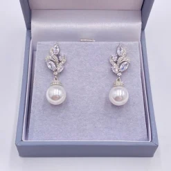 Lace & Favour Bride Gifts | Pearl Jewellery*Panama Vintage Inspired Crystal and Pearl Earrings Ivory/ Silver