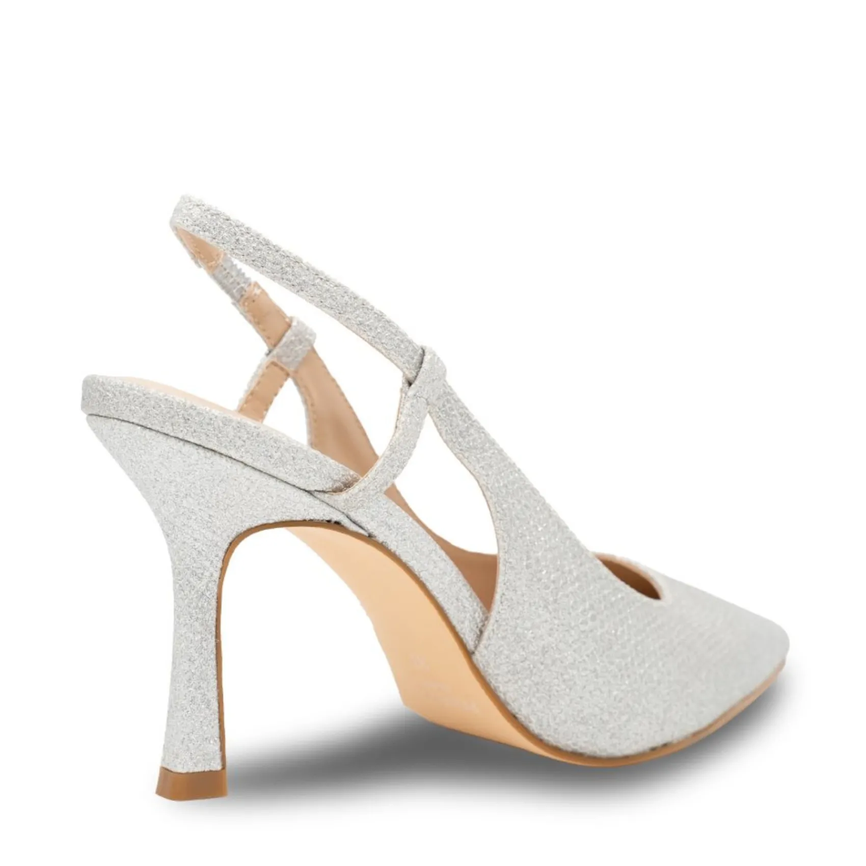 Paradox London Sparkly Prom Shoes | Silver Prom Shoes*Carli Glitter Mid Heel Slingback Court Shoes Silver