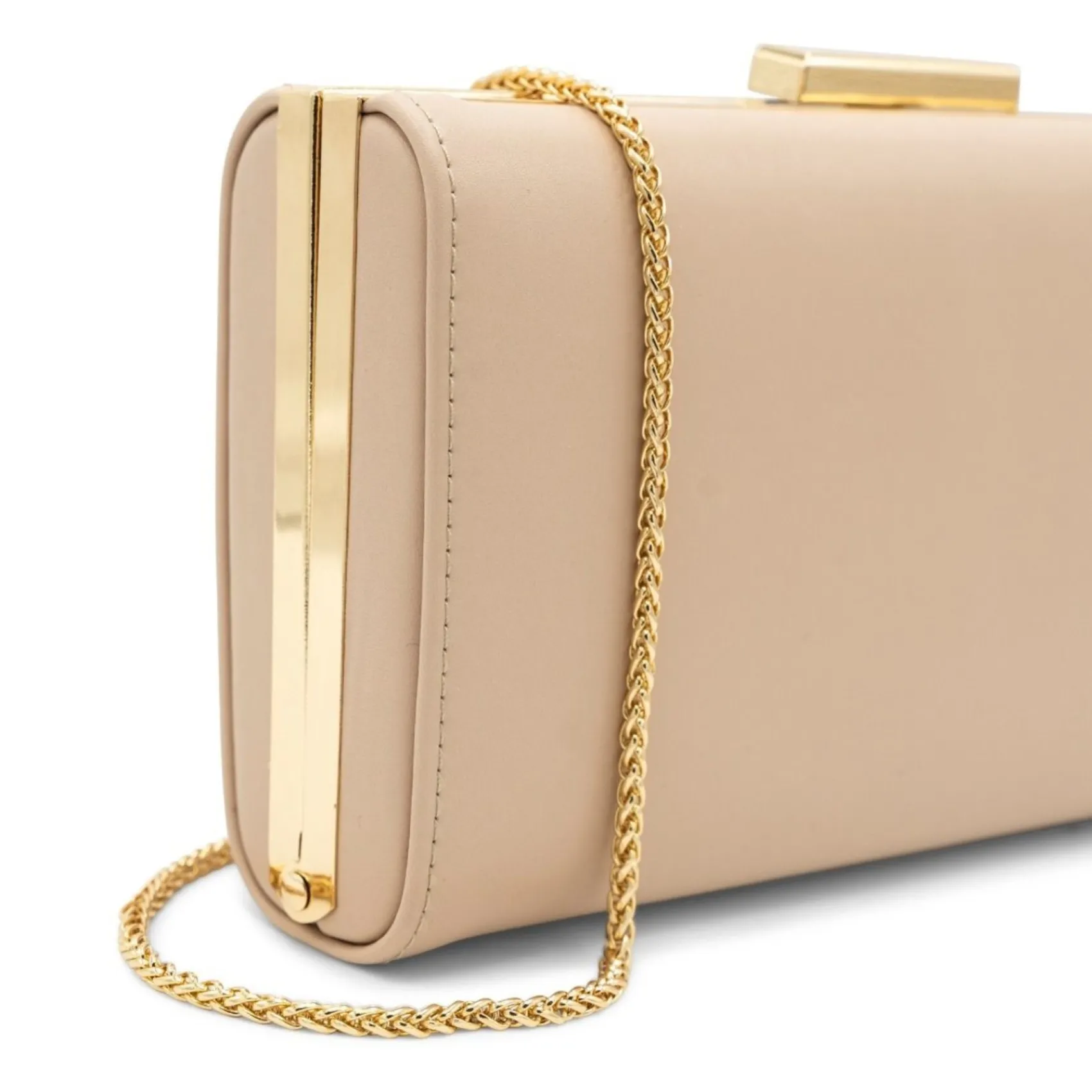 Paradox London Prom Bags | Occasion Handbags*Dasha Faux Leather Box Clutch Bag Nude
