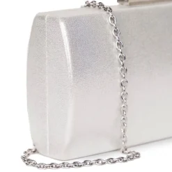 Paradox London Prom Bags | Wedding Guest Bags*Dionne Shimmer Box Clutch Bag Silver