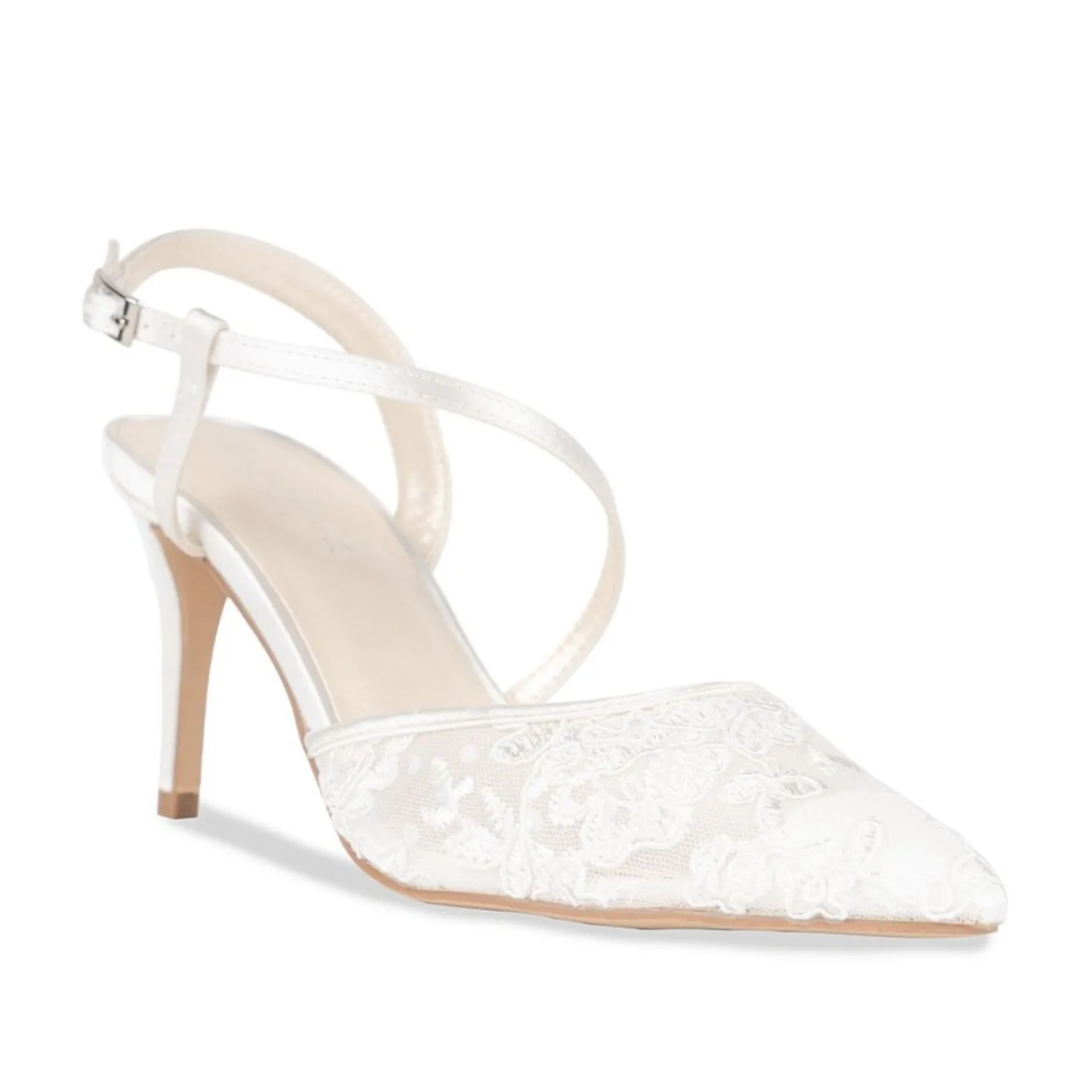 Paradox London Wedding Shoes | Lace Wedding Shoes*Flora Mesh Lace Open Court Shoes Ivory