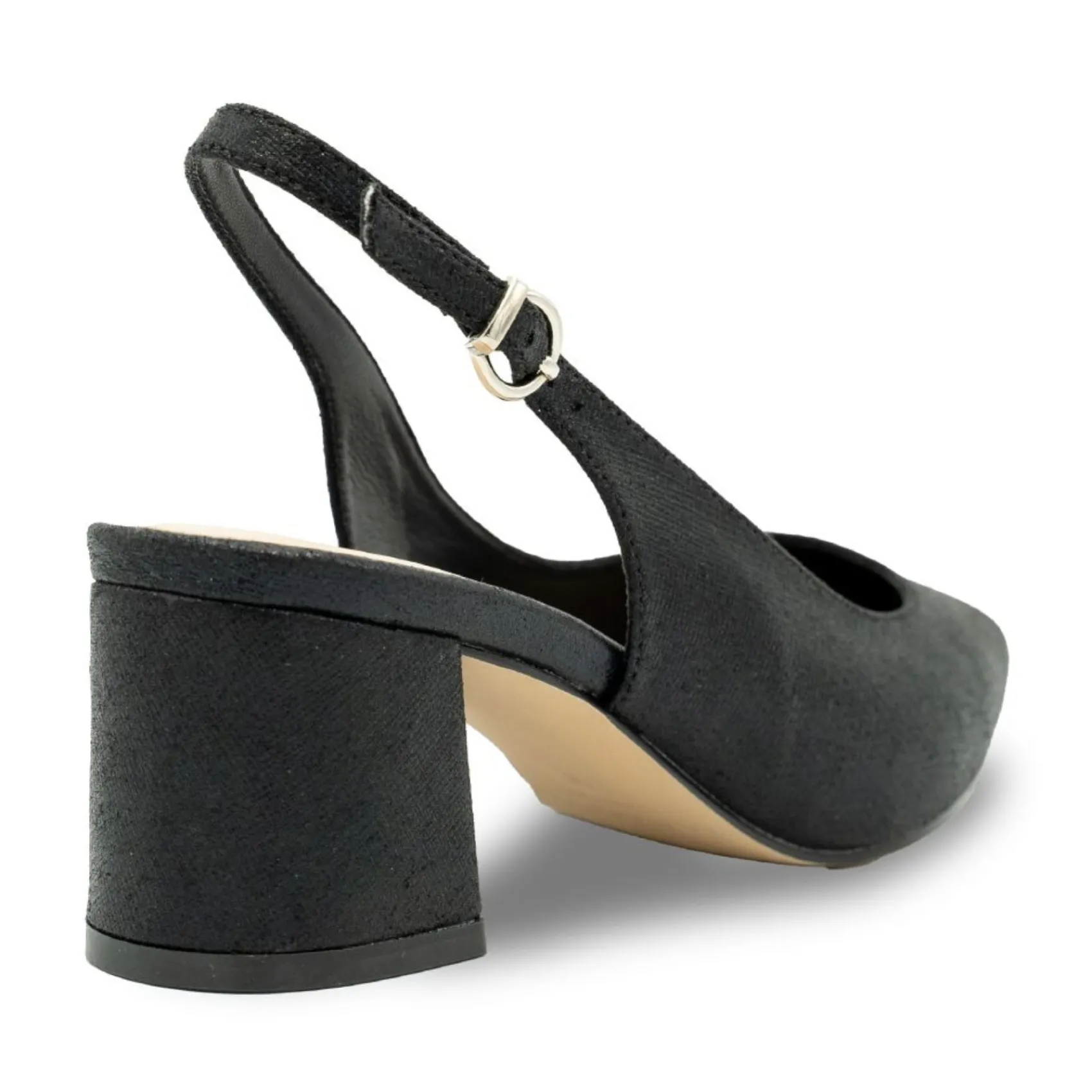 Paradox London Sparkly Prom Shoes | Low Heel Prom Shoes*Imelda Shimmer Low Block Heel Slingbacks Black