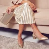 Paradox London Sparkly Prom Shoes | Gold Prom Shoes*Imelda Shimmer Low Block Heel Slingbacks Champagne