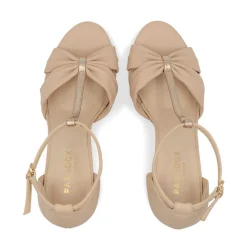 Paradox London Prom Sandals | Prom Shoes*Indiana Faux Leather Block Heel T-Bar Sandals Nude