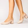 Paradox London Low Heel Prom Shoes | Prom Shoes*Isadora Faux Leather Low Block Heel Slingbacks Nude