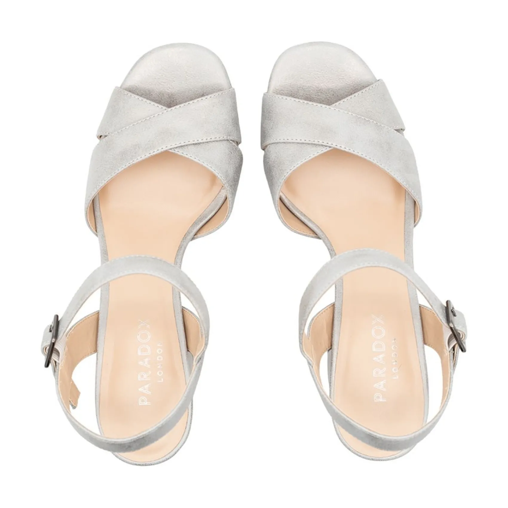 Paradox London Sparkly Prom Shoes | Silver Prom Shoes*Landon Shimmer Block Heel Platform Sandals Silver
