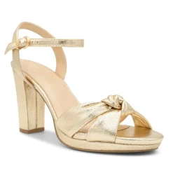 Paradox London Gold Prom Shoes | Prom Sandals*Lani Metallic Knotted Block Heel Platform Sandals Gold