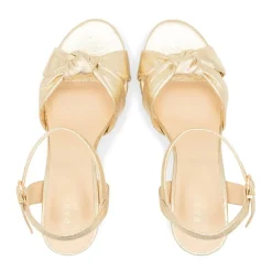Paradox London Gold Prom Shoes | Prom Sandals*Lani Metallic Knotted Block Heel Platform Sandals Gold