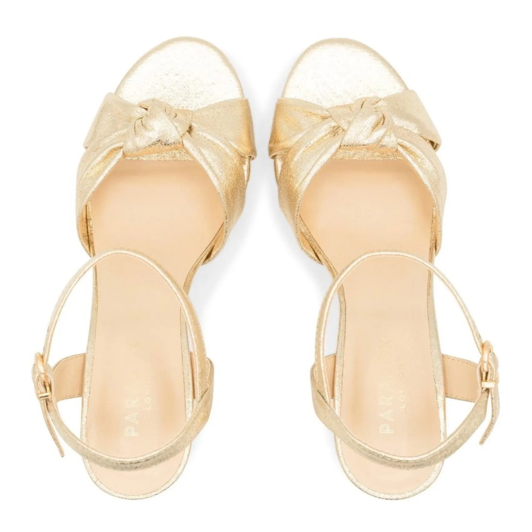 Paradox London Gold Prom Shoes | Prom Sandals*Lani Metallic Knotted Block Heel Platform Sandals Gold