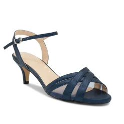 Paradox London Sparkly Prom Shoes | Prom Sandals*Mowenna Shimmer Kitten Heel Sandals Navy