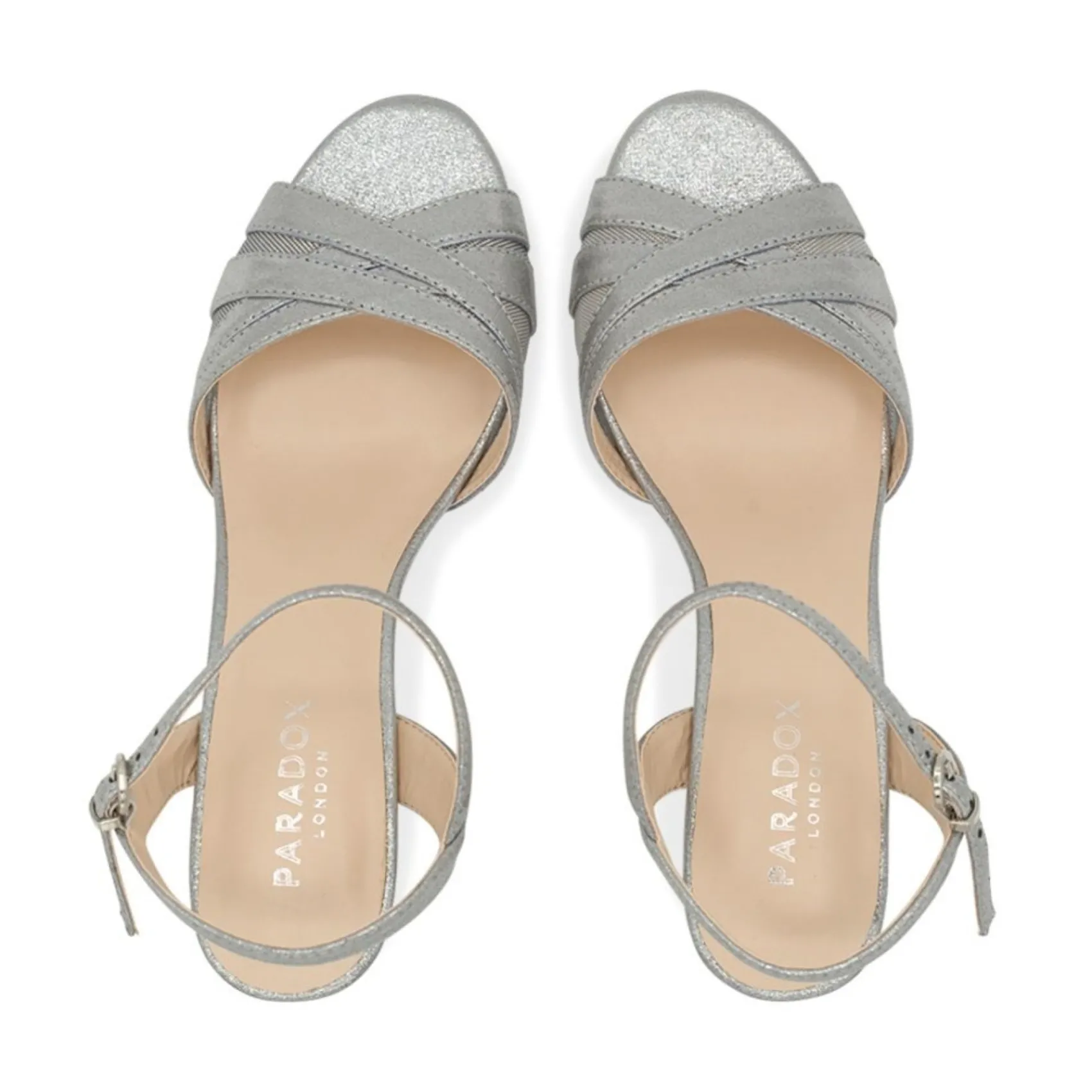 Paradox London Sparkly Prom Shoes | Silver Prom Shoes*Mowenna Silver Shimmer Kitten Heel Sandals Dark Silver