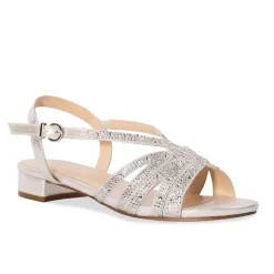Paradox London Sparkly Prom Shoes | Silver Prom Shoes*Quest Shimmer Diamante Wide Fit Flat Sandals Silver