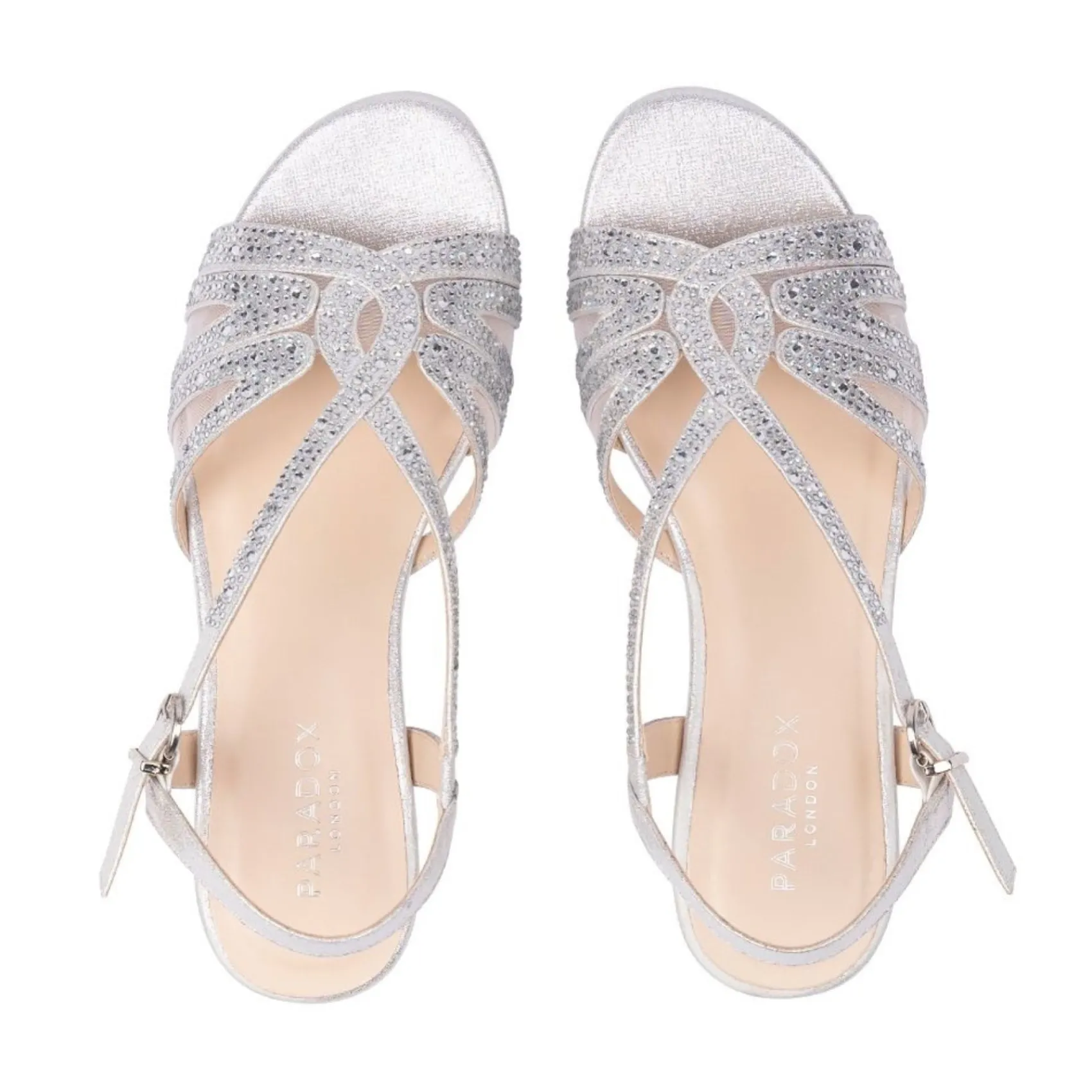 Paradox London Sparkly Prom Shoes | Silver Prom Shoes*Quest Shimmer Diamante Wide Fit Flat Sandals Silver