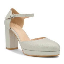 Paradox London Sparkly Prom Shoes | Silver Prom Shoes*Rory Shimmer Block Heel Platform Shoes Silver