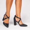 Paradox London Sparkly Prom Shoes | Party Shoes*Rylee Shimmer Cross Strap Block Heel Court Shoe Black
