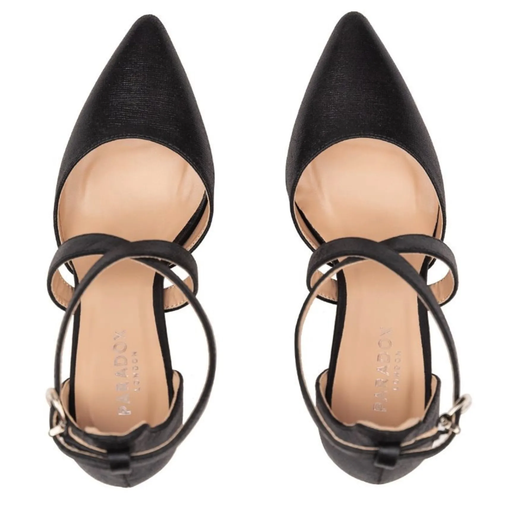 Paradox London Sparkly Prom Shoes | Party Shoes*Rylee Shimmer Cross Strap Block Heel Court Shoe Black