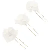 Poirier Gold Hair Accessories | Flower Girl Hair Accessories*Peony Set of 3 Ivory Fabric Flower Hair Pins Ivory/ Gold