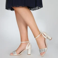 Perfect Bridal Party Shoes | Wedding Guest Shoes*Alexa Shimmer Embellished Block Heel Sandals Gold