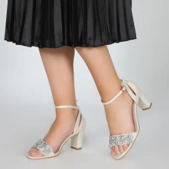 Perfect Bridal Party Shoes | Wedding Guest Shoes*Alexa Shimmer Embellished Block Heel Sandals Gold