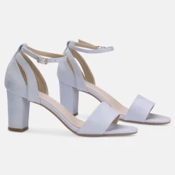 Perfect Bridal Wedding Guest Shoes | Mother Of The Bride Shoes*Andrea Blue Suede Block Heel Ankle Strap Sandals Blue 
