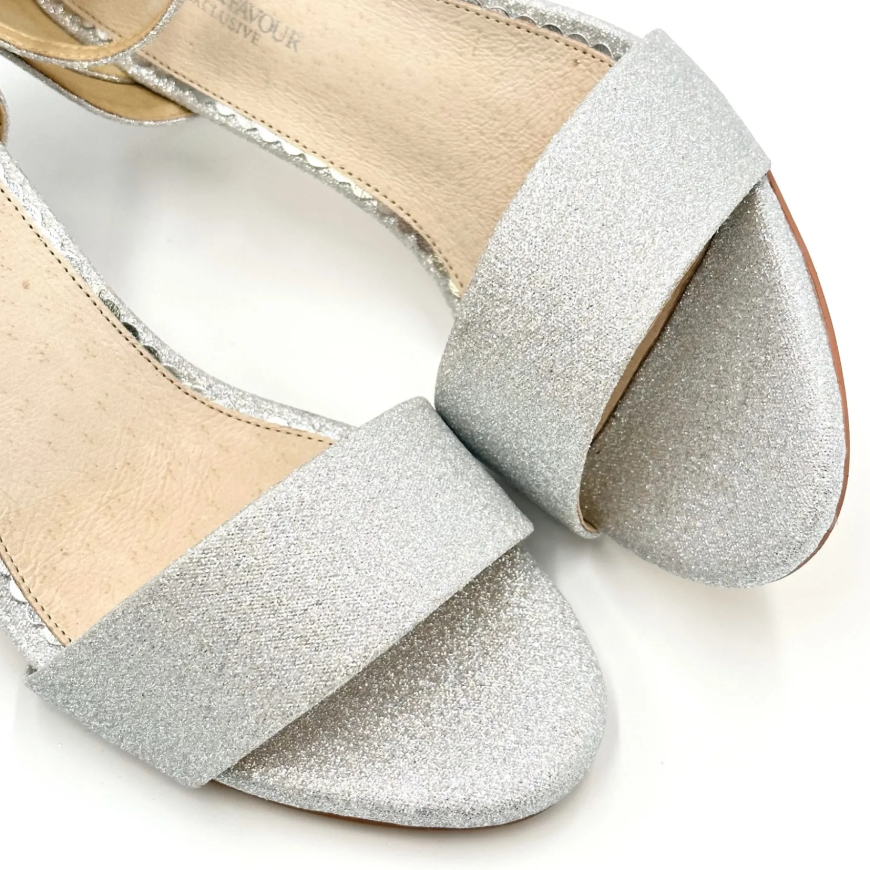 Perfect Bridal Sparkly Prom Shoes | Silver Prom Shoes*Andrea Glitter Block Heel Ankle Strap Sandals Silver