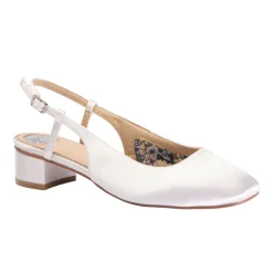 Perfect Bridal Mother Of The Bride Shoes | Wedding Shoes*Bailey Satin Square Toe Low Block Heel Slingbacks Ivory