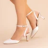Perfect Bridal Mother Of The Bride Shoes | Wedding Shoes*Billie Dyeable Satin Slingback Ankle Strap Heels Ivory
