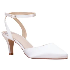Perfect Bridal Mother Of The Bride Shoes | Wedding Shoes*Billie Dyeable Satin Slingback Ankle Strap Heels Ivory