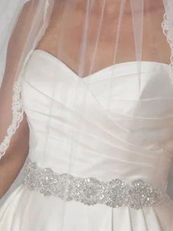 Perfect Bridal Wedding Dress Belts*Brigitte Statement Crystal and Pearl Dress Belt Ivory/ Silver