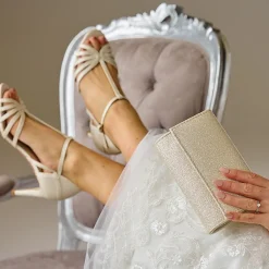 Perfect Bridal Party Shoes | Wedding Guest Shoes*Bryony Glitter Strappy T-Bar Sandals Gold