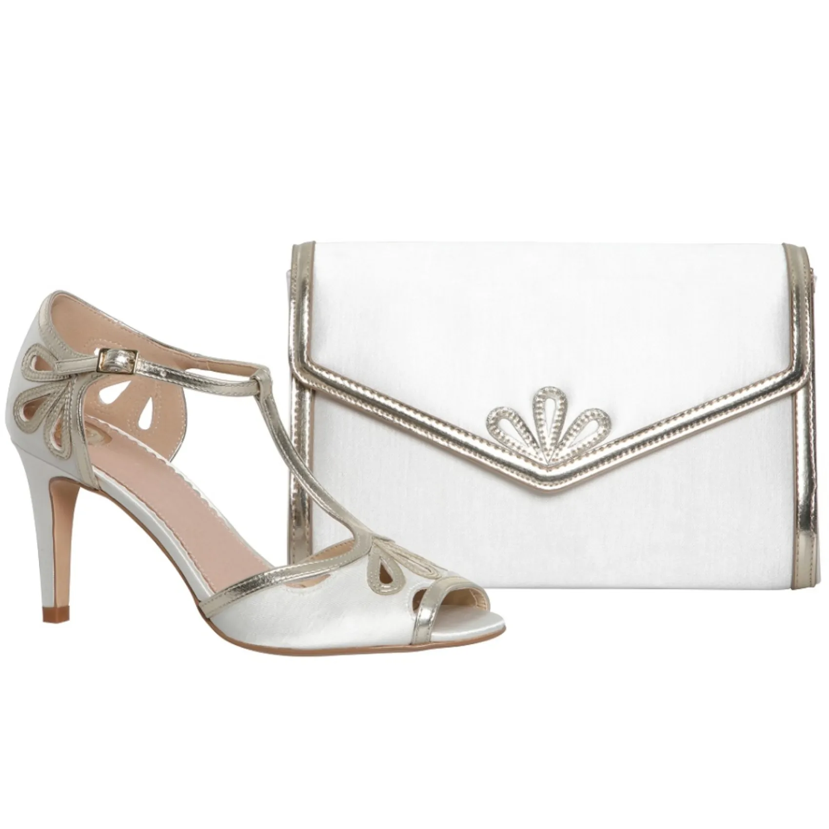 Perfect Bridal Wedding Handbags*Clover Dyeable Ivory Satin and Gold Clutch Bag Ivory/ Gold