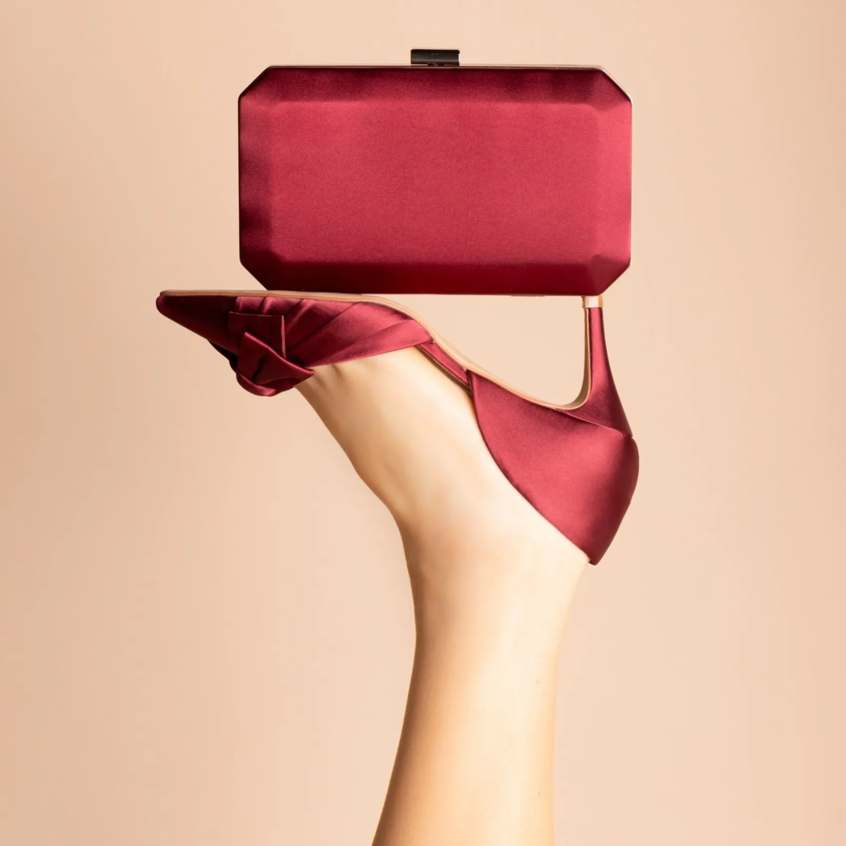 Perfect Bridal Prom Bags | Wedding Guest Bags*Ebony Satin Box Clutch Bag Berry