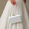 Perfect Bridal Wedding Handbags*Ebony Satin Box Clutch Bag Ivory