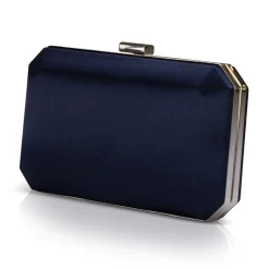 Perfect Bridal Prom Bags | Wedding Guest Bags*Ebony Satin Box Clutch Bag Navy