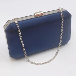 Perfect Bridal Prom Bags | Wedding Guest Bags*Ebony Satin Box Clutch Bag Navy