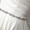 Perfect Bridal Wedding Dress Belts*Elodie Slim Crystal Embellished Floral Dress Belt Ivory/ Silver