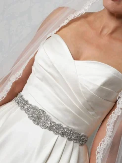 Perfect Bridal Wedding Dress Belts*Emmy Vintage Inspired Crystal and Beaded Dress Belt Ivory/ Silver