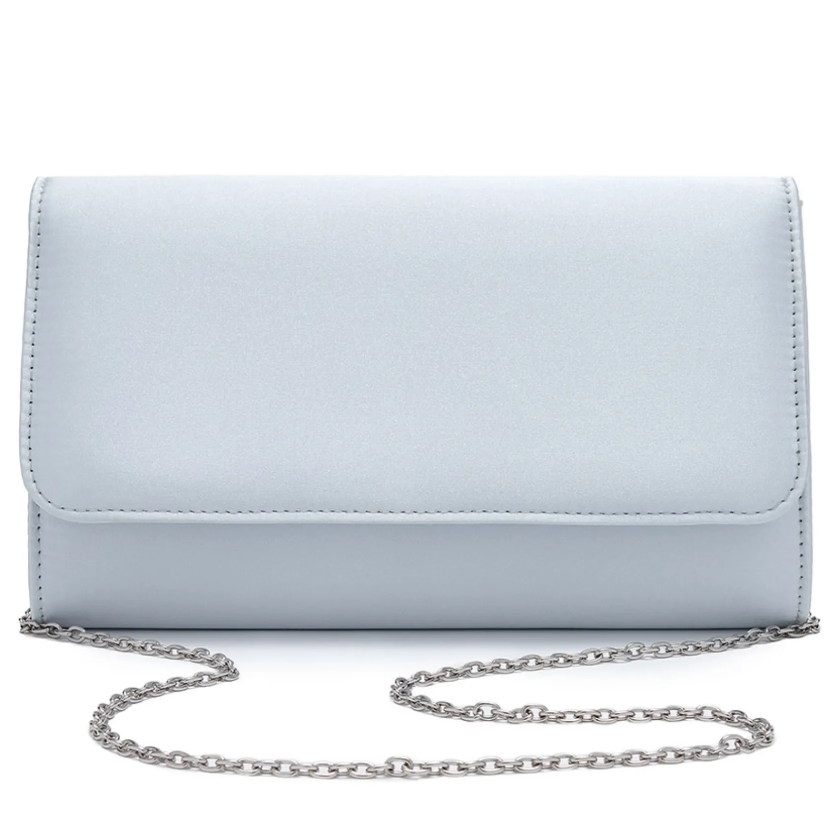 Perfect Bridal Something Blue Gifts | Wedding Guest Bags*Evie Blue Satin Clutch Bag Pale Blue