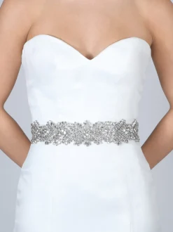 Perfect Bridal Wedding Dress Belts*Evita Statement Crystal Dress Belt Silver