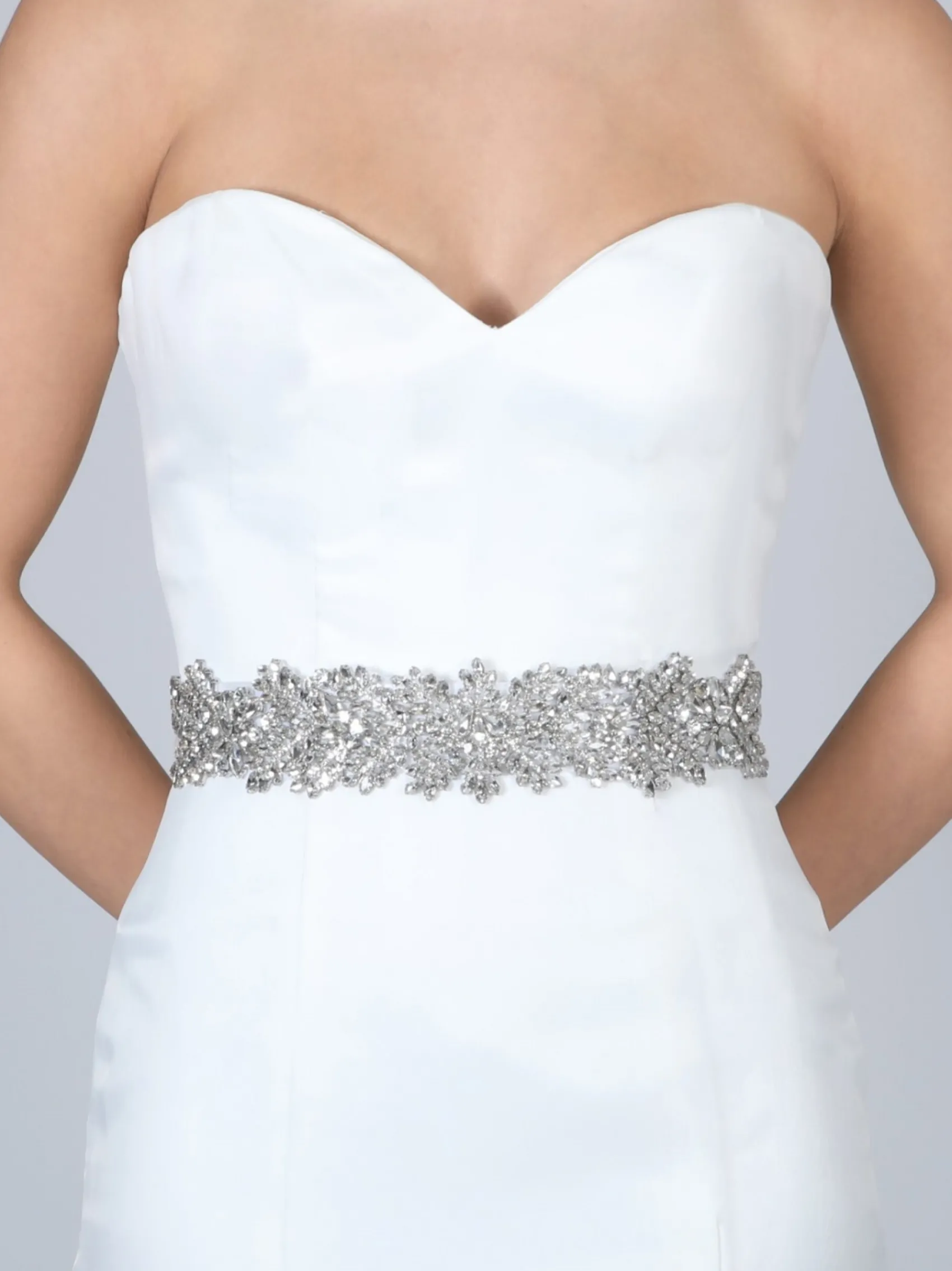 Perfect Bridal Wedding Dress Belts*Evita Statement Crystal Dress Belt Silver
