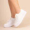 Perfect Bridal Wedding Shoes | Pearl Wedding Shoes*Ezra Pearl Embellished Platform Trainers Ivory