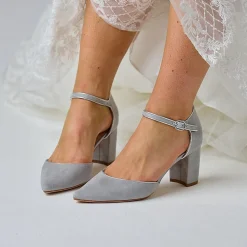 Perfect Bridal Wedding Guest Shoes | Mother Of The Bride Shoes*Freya Suede Two Part Block Heel Court Shoes Stone