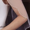 Perfect Bridal Single Tier Veils | Elbow Length Veils*Single Tier Scalloped Pearl Edge Short Veil Ivory