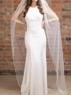 Perfect Bridal Single Tier Veils | Floor Length Veils*Single Tier Polka Dot Floor Length Veil Ivory